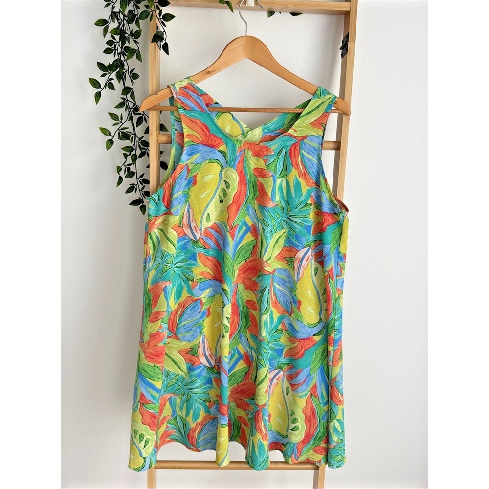 GeeGee Tropical Mini Shift Dress Size S Boho Resort Casual Beach Vacation Swing